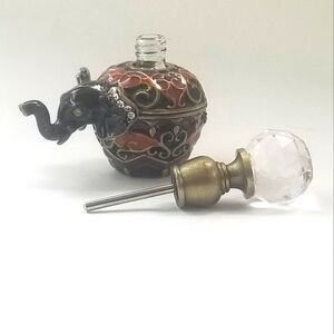 Mettalic Elephant Enameled Cloisonne Rhinestone Perfume Bottle